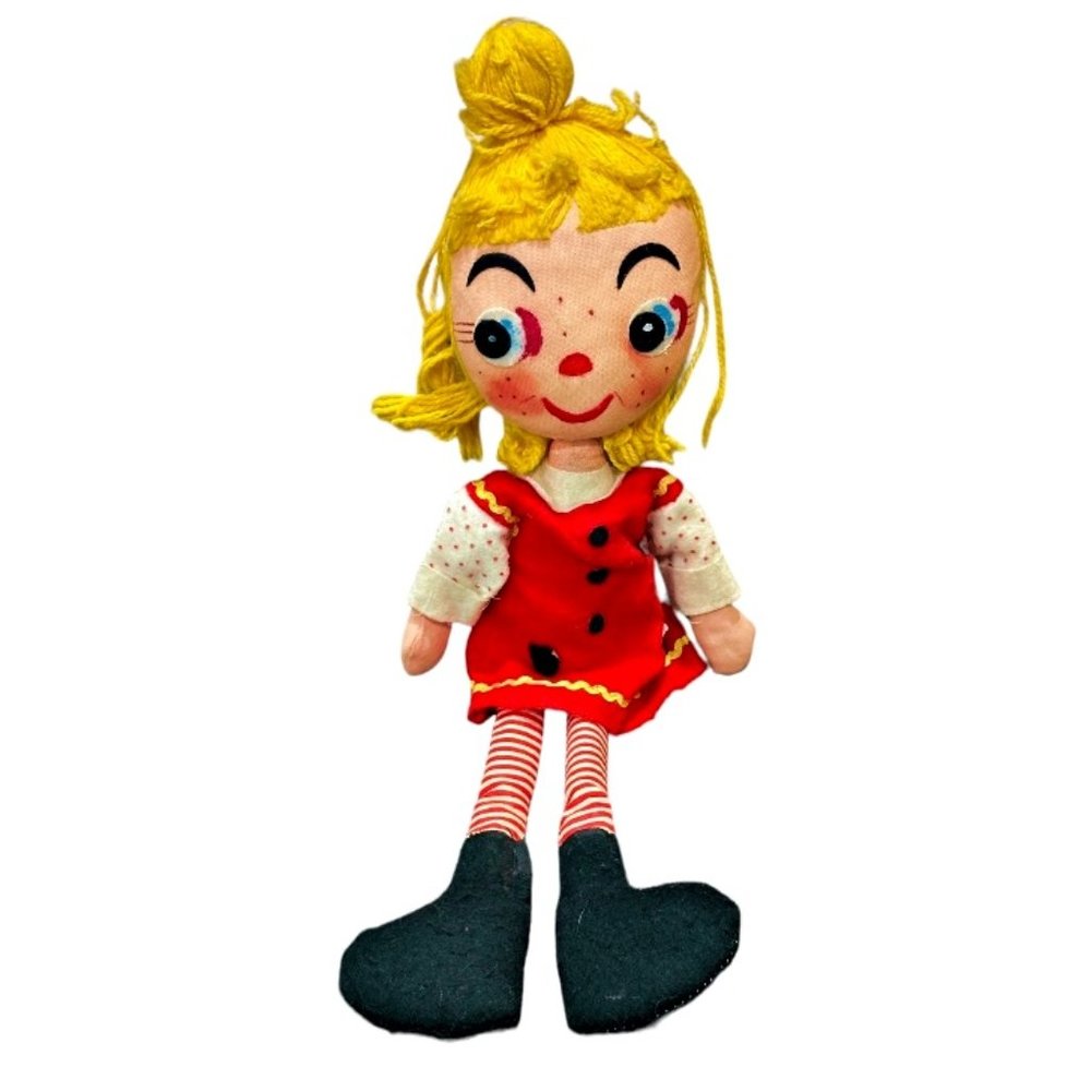 Holiday Fair HEDAYA & CO NYC 1960s RAGGEDY DOLL 15 Inch MADE IN JAPAN Yarn Hair